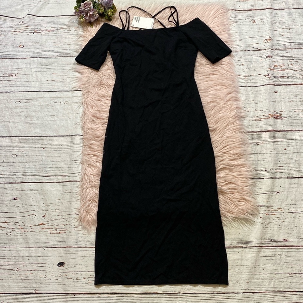 NWT & Other Stories Black Strappy Short Sleeve Dress sz 2